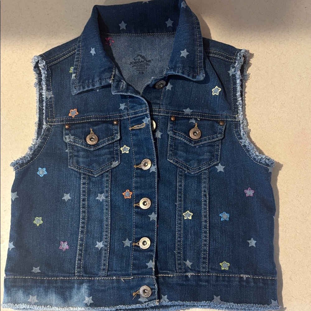 Jordache Blue Denim Vest with Star Accents